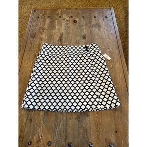 Talbots Black and White Geometric Woven Lined Career Skirt Sz 12 NWT New
